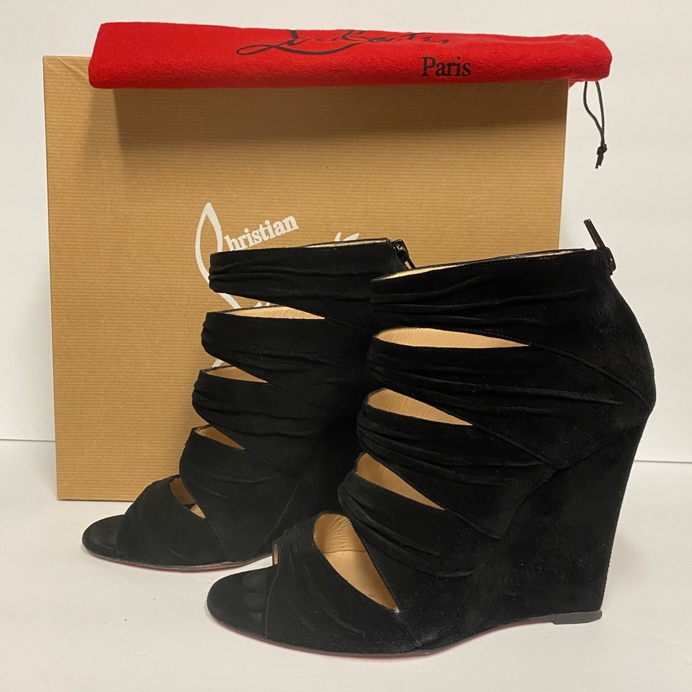 Christian Louboutin Developpa suede wedge pumps heels black 38.5